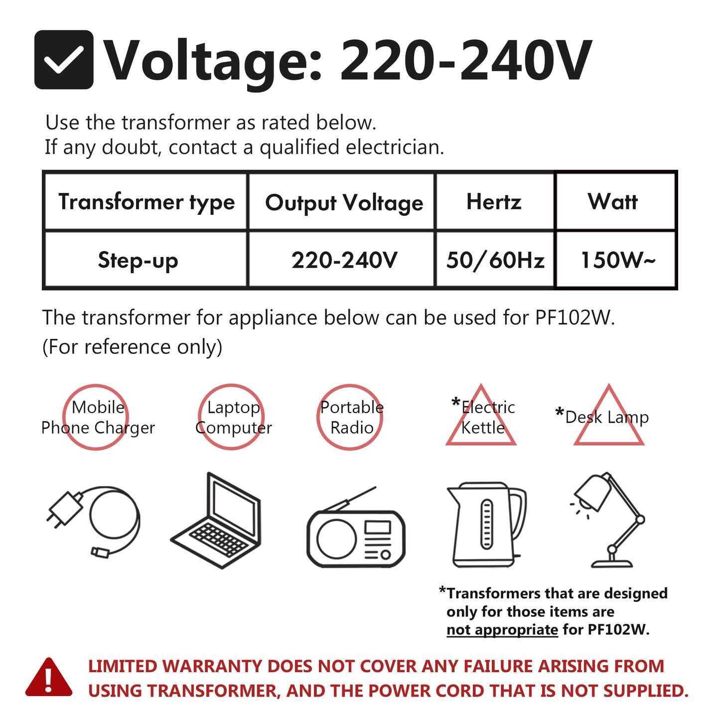 Etuve PF102W (220V~240V)