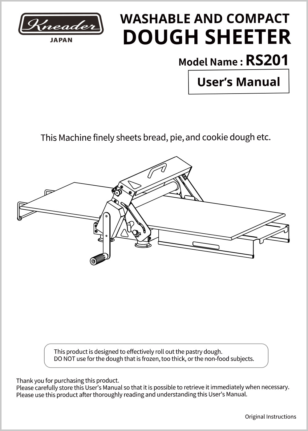 User's Manuals – Japan Kneader Online Store